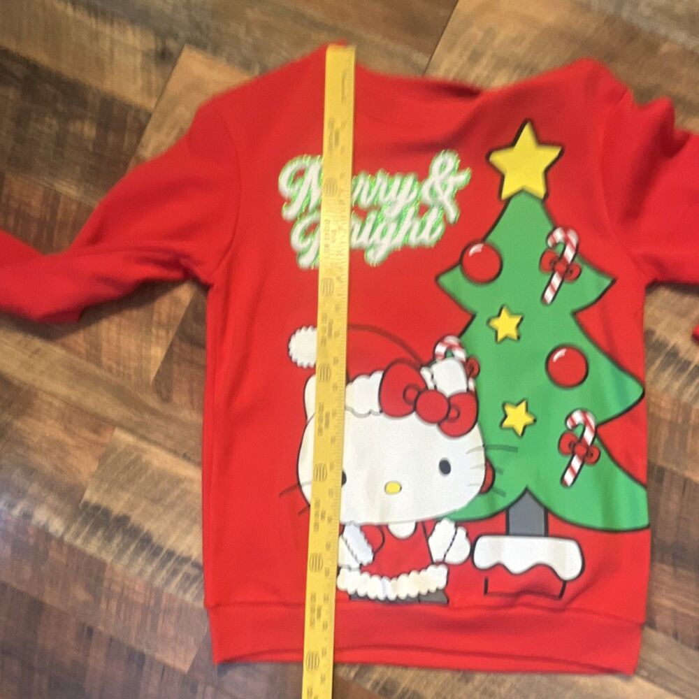 Hello Kitty by Sanrio Merry & Bright Christmas Red Sweatshirt L Glitter box 1 - Picture 6 of 6